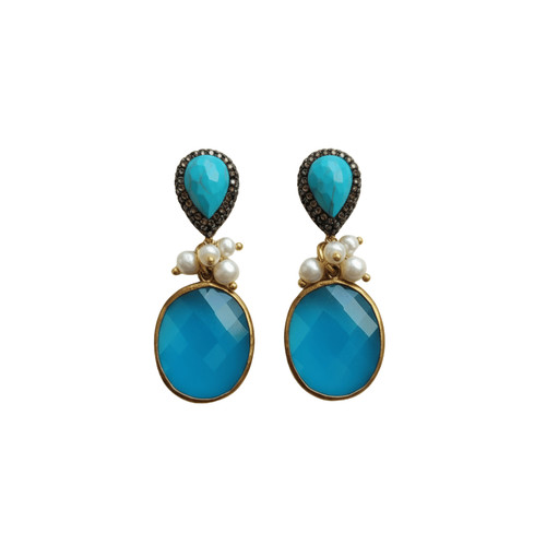 Orecchini agata azzurra - orecchini,