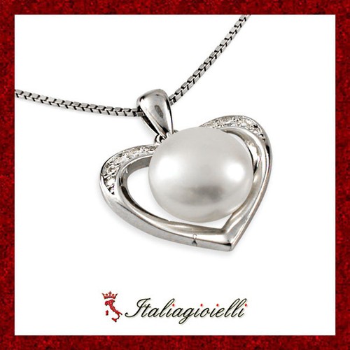 Collana cuore con perla - perla, di