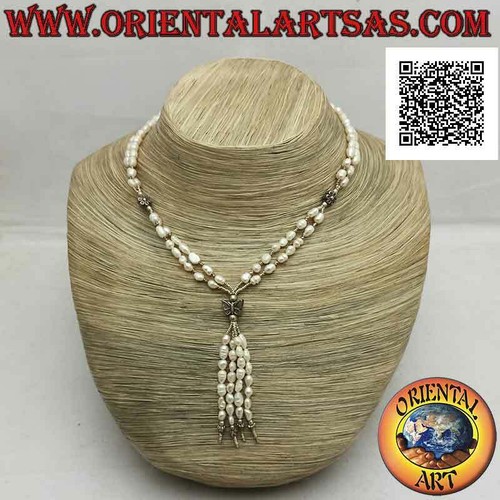 Collana due fili perle di - collana,