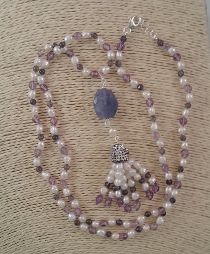 Collana lunga iolite ametista